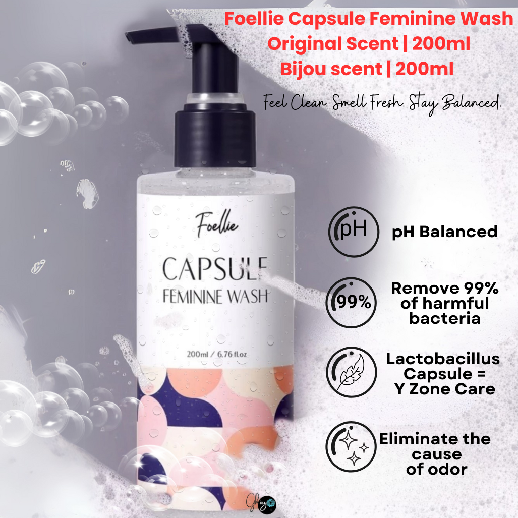 Foellie Capsule Feminine Wash 200ml – pH Balanced Prebiotic Gel Cleanser with Rich Foam Lather for Intimate Hygiene & Comfort | Plant-Based Formula Supports Healthy Microbiome | Free from Parabens, Sulfates & Alcohol | Fragrance-Free Original Scent