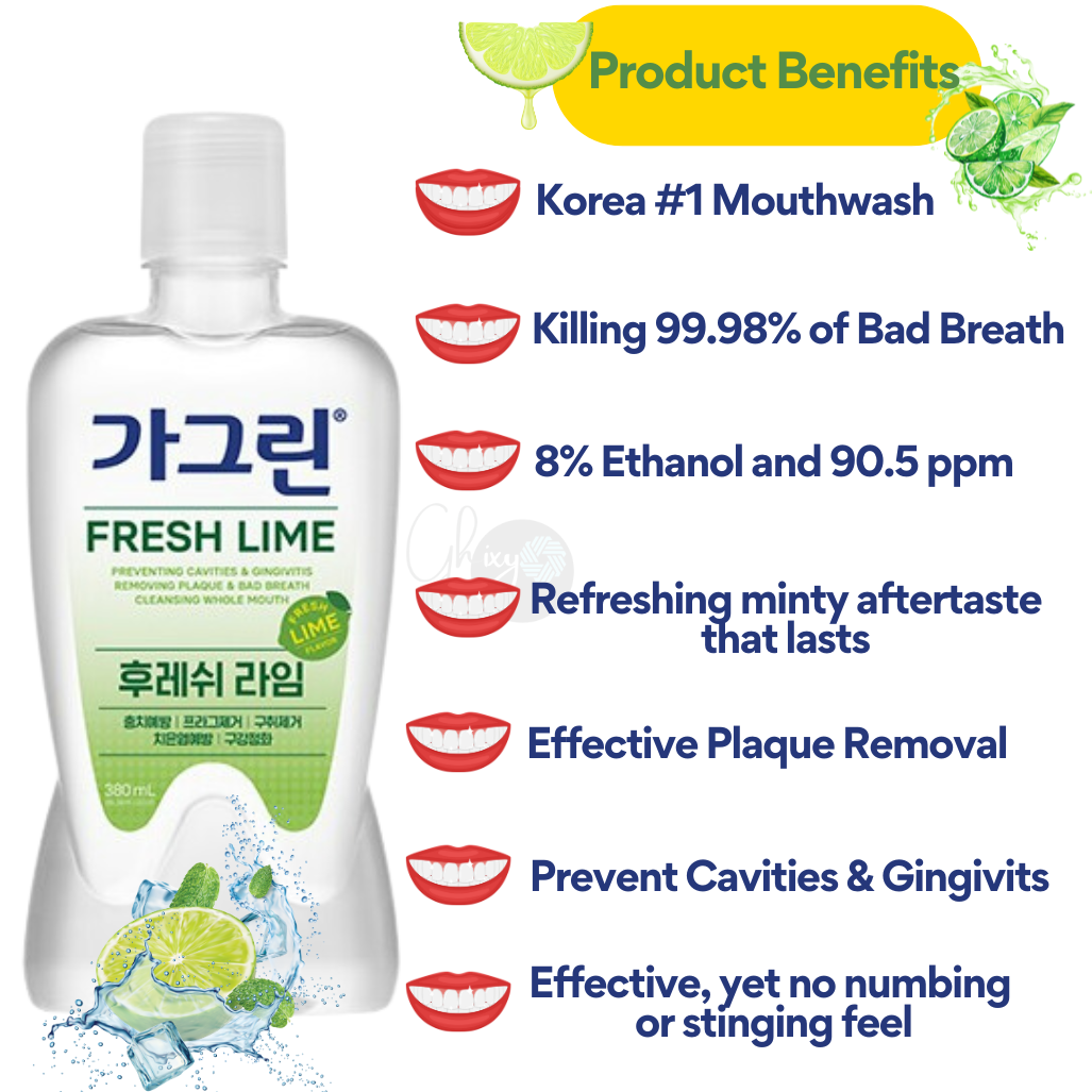 GARGLIN: Korea's #1 Revitalizing Fresh Lime Mouthwash (750ml) – Freshen Your Breath Instantly & Fight Plaque for a Dazzling Smile!