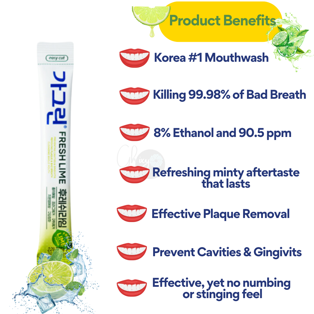 GARGLIN: Korea's #1 Refreshing Fresh Lime Portable Mouthwash Stick (10ml X 8ea) ā Freshen Your Breath Instantly, Anytime Anywhere; Fight Plaque for a Dazzling Smile!