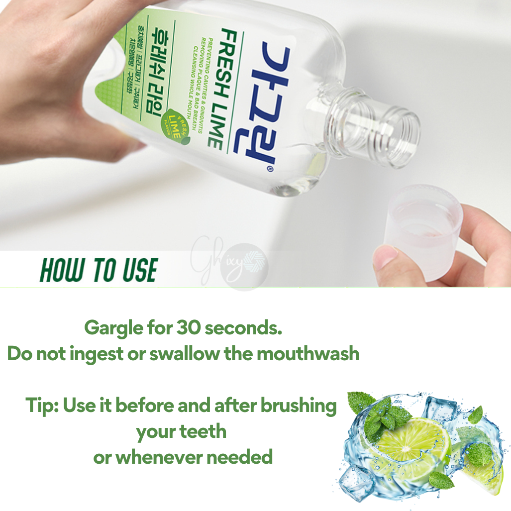 GARGLIN: Korea's #1 Revitalizing Fresh Lime Mouthwash (750ml) – Freshen Your Breath Instantly & Fight Plaque for a Dazzling Smile!