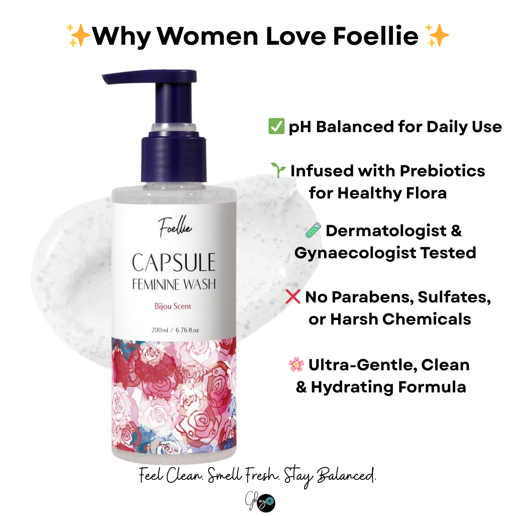 Foellie Capsule Feminine Wash 200ml – pH Balanced Prebiotic Gel Cleanser with Rich Foam Lather for Intimate Hygiene & Comfort | Plant-Based Formula Supports Healthy Microbiome | Free from Parabens, Sulfates & Alcohol | Fragrance-Free Original Scent