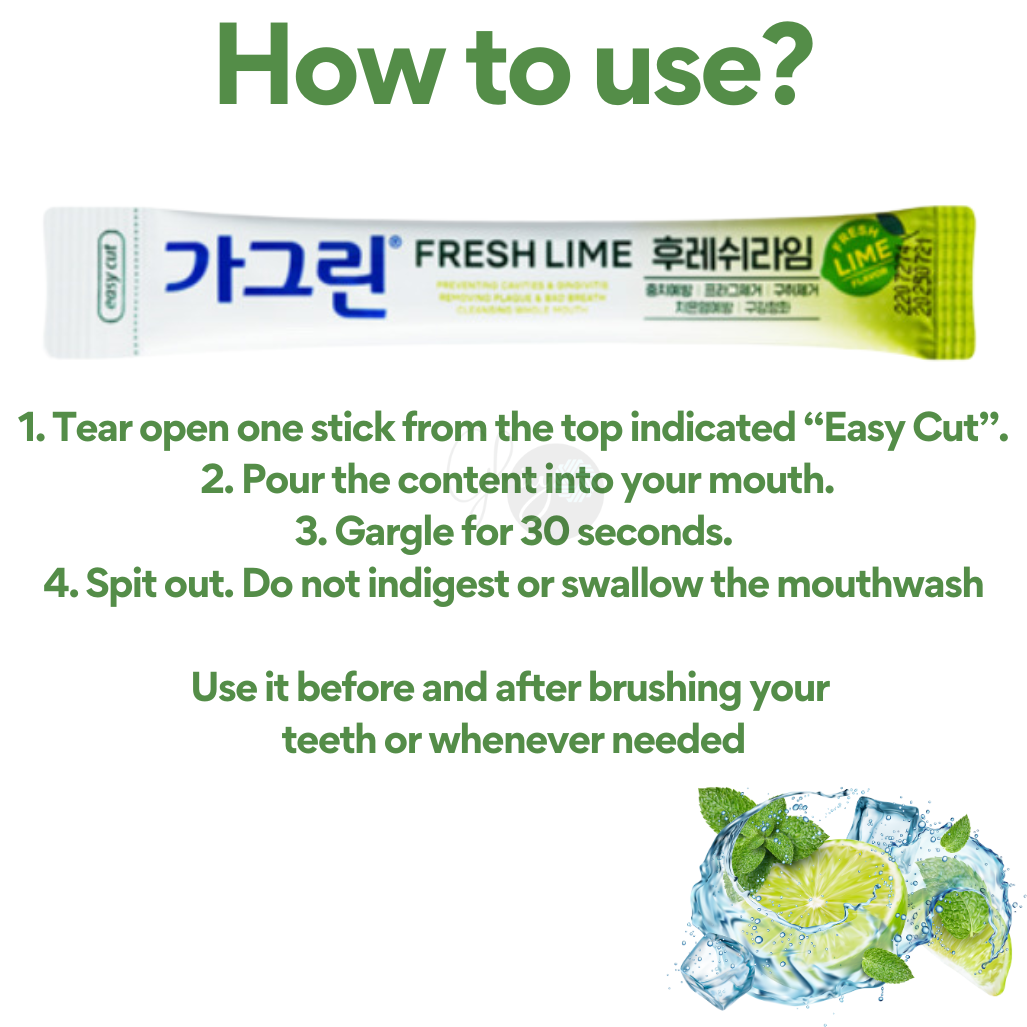 GARGLIN: Korea's #1 Refreshing Fresh Lime Portable Mouthwash Stick (10ml X 8ea) ā Freshen Your Breath Instantly, Anytime Anywhere; Fight Plaque for a Dazzling Smile!