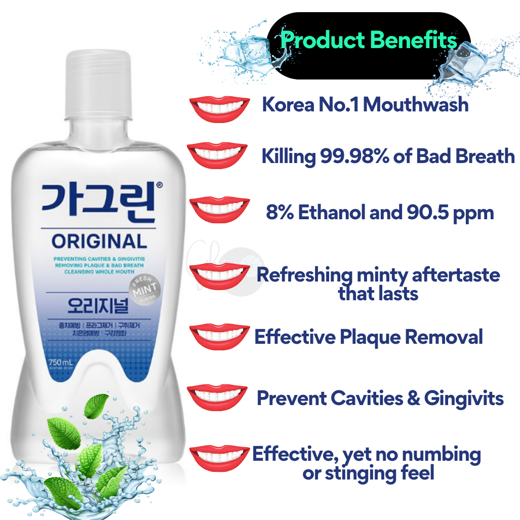 Korea's #1 Revitalizing Mint Mouthwash (750ml) – GARGLIN: Instantly Banish Bad Breath & Eliminate Plaque for a Fresh Smile!