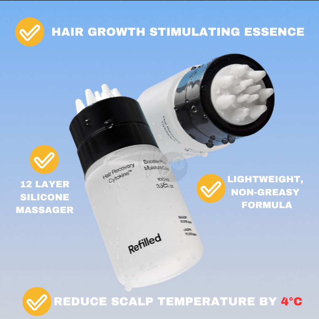 Refilled Hair Recovery Cytokine Tonic Booster | Advanced Hair Loss Solution with Cooling Scalp Treatment & Hair Growth Stimulating Essence | Non-Greasy, Fast Absorbing Formula with Biotin & Natural Actives | 100ml | Made in Korea