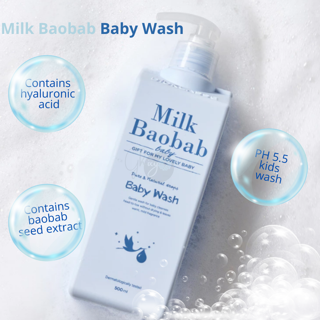 Milk Baobab Gentle Nourishing Baby Wash 500ml: Korean-Made Ultra-Gentle Care for Newborns & Sensitive Skin—Perfect for Head-to-Toe Cleansing!