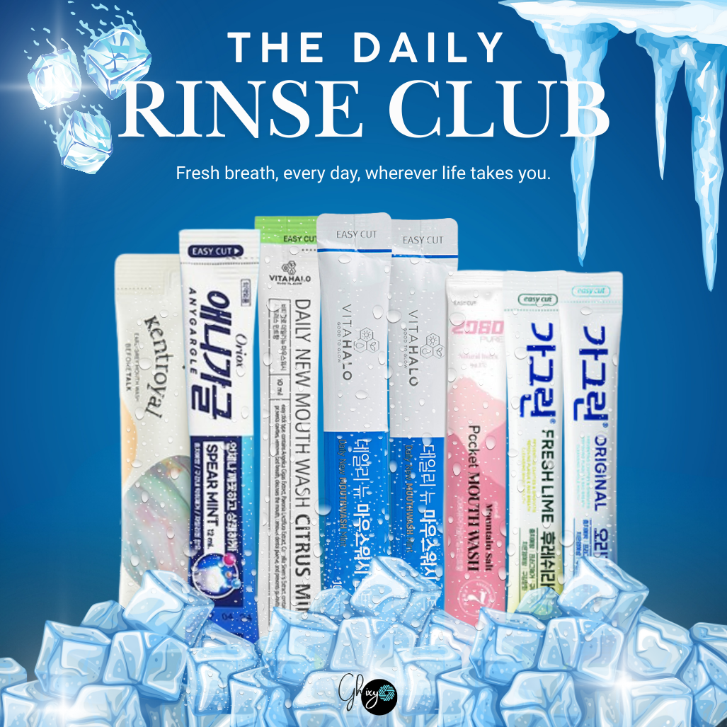 The Daily Rinse Club – 8-Pack Korean Mouthwash Sticks for Fresh Breath On-the-Go | Travel-Size, Alcohol-Free, Leak-Proof Oral Rinse with 7 Refreshing Flavors | Pocket-Sized Breath Freshener for Work, Travel, Date Night, and Everyday Use