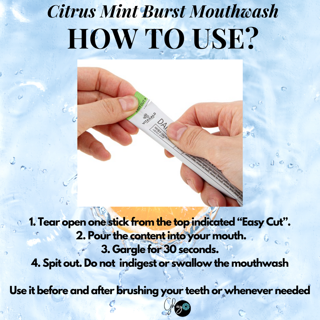 Vitahalo Citrus Mint Burst Portable Mouthwash – Travel Essential for Fresh Breath & Clean Mouth, Alcohol-Free with Xylitol & Birch Extract for Plaque, Cavity & Gingivitis Protection – Convenient Stick Packs (3pcs/set, 7pcs/set, 10pcs/set) Mouthwash Korea