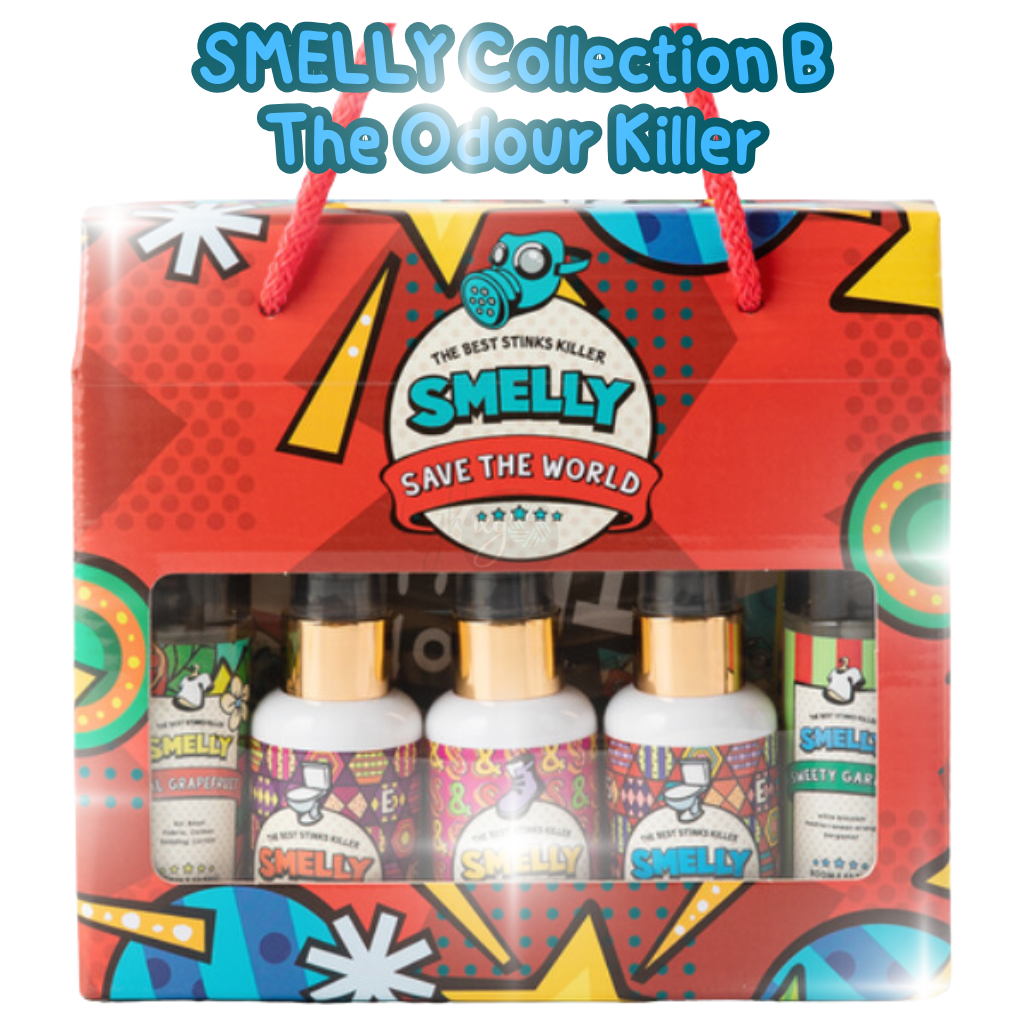 SMELLY Revitalize Your Space: The Ultimate Odor-Busting Gift Box from Korea – Freshen Up Your Bathroom, Shoes, Pets, and Home with Toilet Perfume, Sock & Shoe Freshener, and Room & Fabric Mist!
