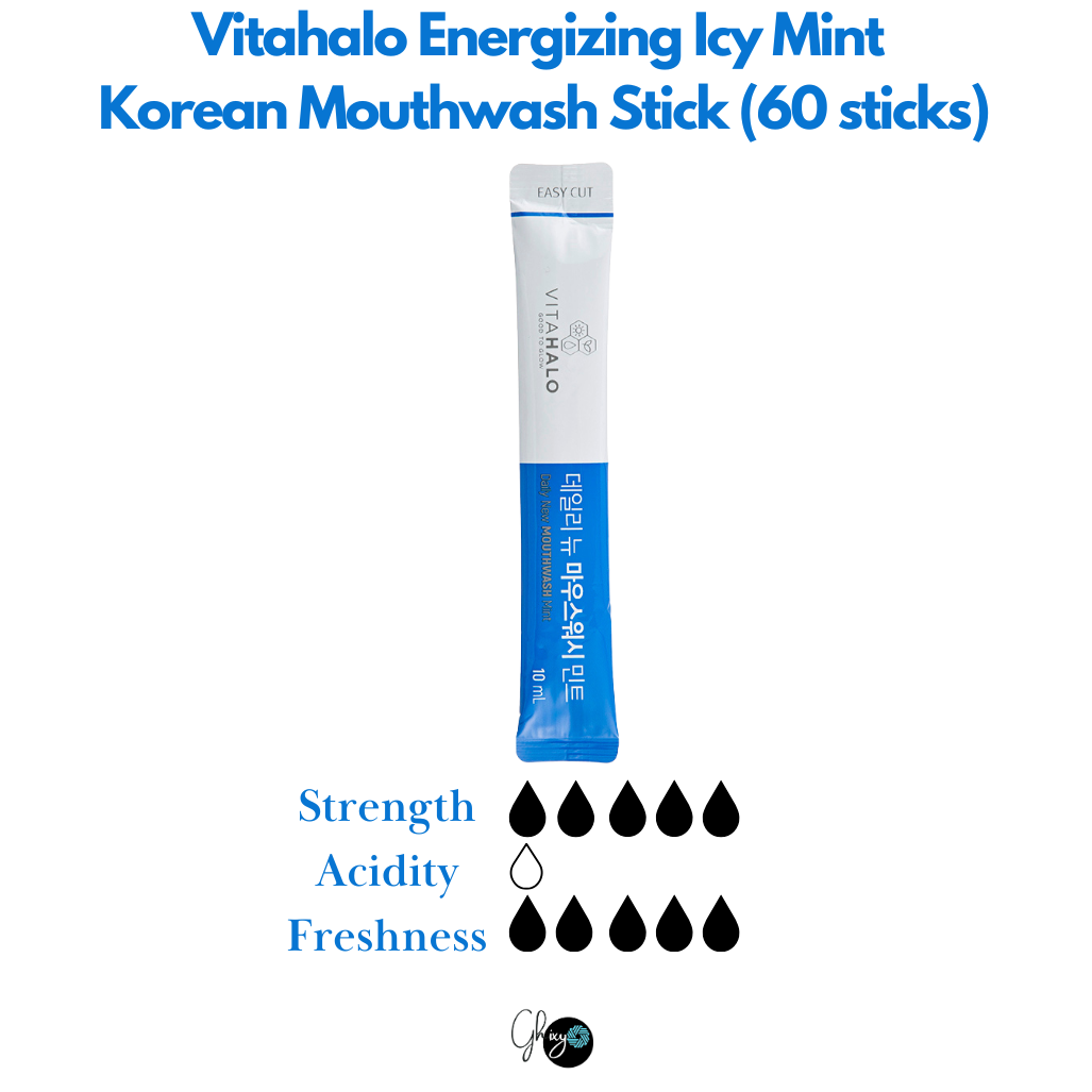VITAHALO Icy Mint Mouthwash Stick – Fast Cooling Relief & Instant Freshness On the Go, Travel-Friendly Oral Care for Busy Lifestyles, Fights Plaque & Germs, Protects Against Cavities & Gingivitis, Compact Made in Korea, Refresh Anytime, Anywhere!