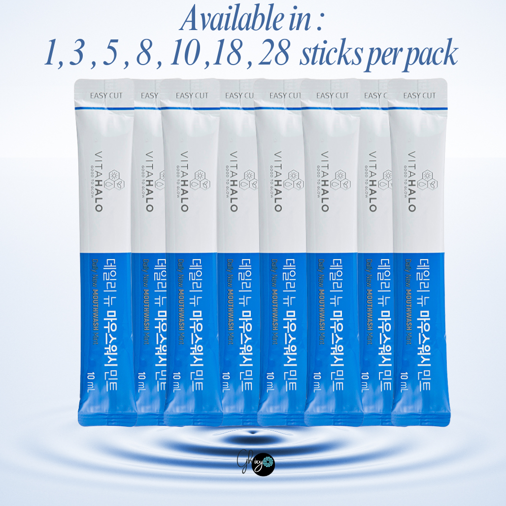 VITAHALO Arctic Icy Mint Portable Mouthwash Sticks – Instant Fresh Breath on-the-go, Travel-Friendly, Convenient, and Mess-Free! (Available in 1, 3, 5, 8, 10, 18, 28 Sticks/Pack)