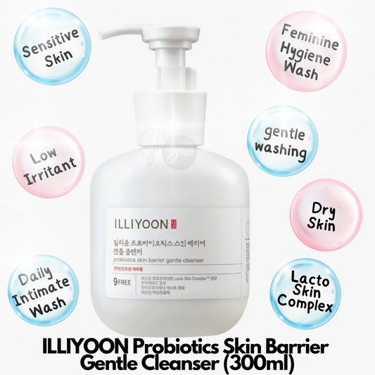 ILLIYOON Probiotics Skin Barrier Gentle Cleanser (300ml) – Hydrating Gel Formula for Sensitive Skin, Feminine Hygiene, and All Skin Types | Lacto Skin Complex & Soothing Ingredients Made in Korea