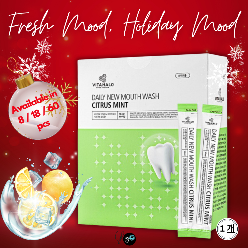 Vitahalo Citrus Mint Burst Mouthwash – Refresh Your Mouth Anywhere! 60 Stick Pack for Instant Freshness – No Water, No Mess! Powerful Xylitol & Birch Extract, Alcohol-Free, Fights Bad Breath & Plaque – Perfect for Travel, Office & After Meals!