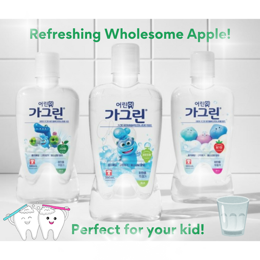 Garglin Kids' Apple Mouthwash Bundle (380ml x 3) – Korea's Favorite! Say Goodbye to Bad Breath & Hello to Sparkling Smiles!