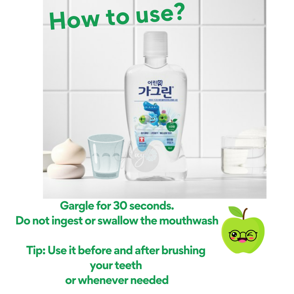 Garglin Kids' Apple Mouthwash Bundle (380ml x 3) – Korea's Favorite! Say Goodbye to Bad Breath & Hello to Sparkling Smiles!