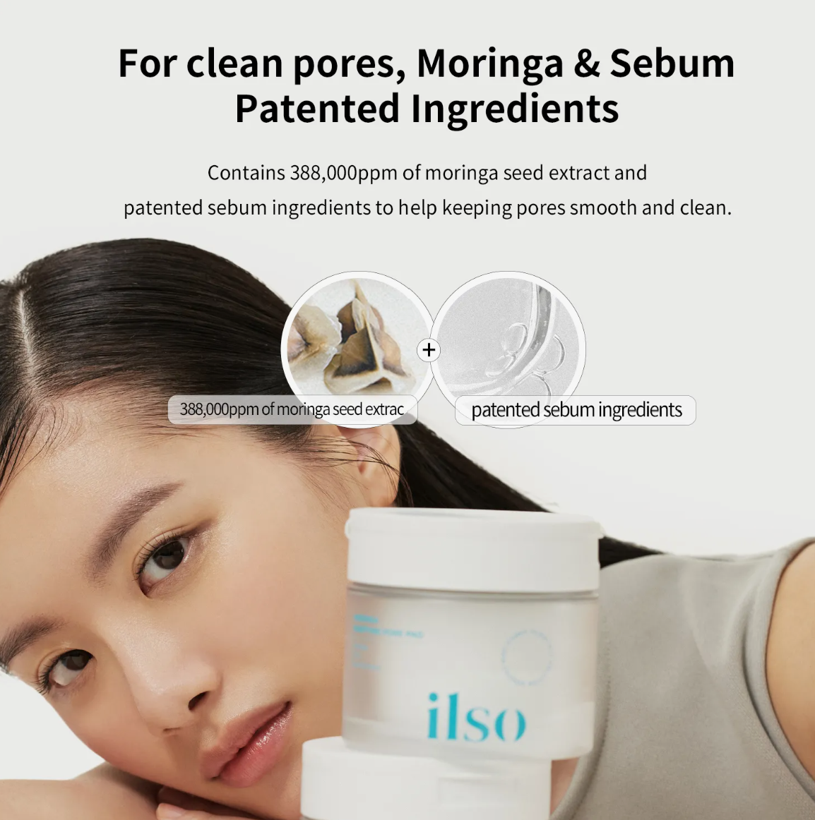 ilso Moringa Purifying Pore Pad 60P 160ml – Pore Detox, Deep Hydration & Gentle Exfoliation with Moringa Seed Extract, 7-Herbal Complex, PHA & LHA | Cooling, Soothing & Sebum Control for Clear, Refined Pores | Eco-Friendly, Vegan & Biodegradable